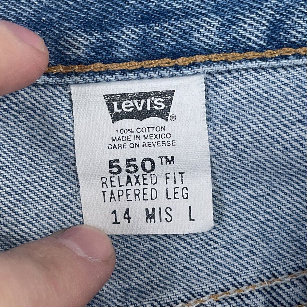 VINTAGE Levis Jeans Womens 14 Long Blue 550 Relaxed Tapered Leg American Denim - Picture 3 of 12